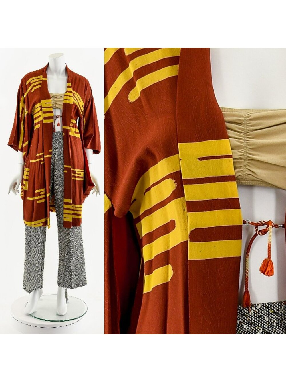 RED Gold Haori Kimono Silk